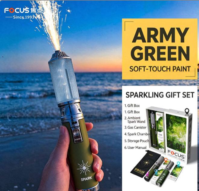 Vibe Spark Torch ✨ | Outdoor Photoshoot Atmosphere Wand 🔥 | Handheld Spark Effect Photo Prop for Beach 🏖️, Camping 🏕️, Night Portrait Shooting 📸